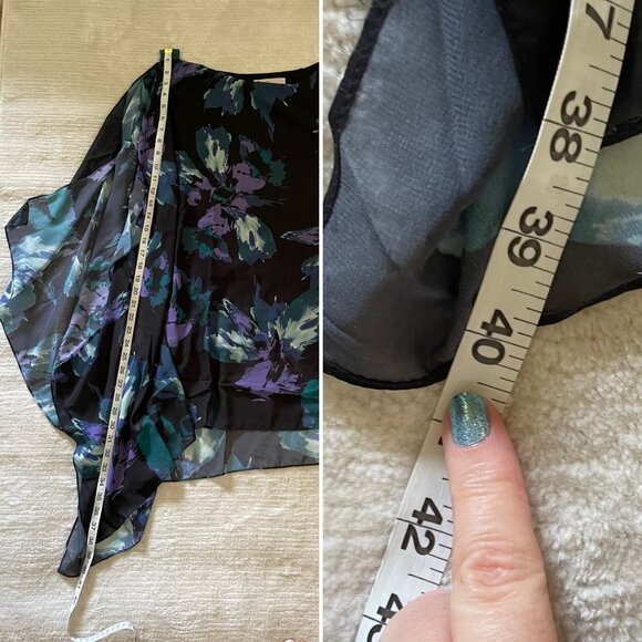 V by Vanessa Williams Asymmetrical Womens Flutter Blouse Sz 2X Floral - Picture 9 of 11